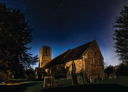Mathon Church under a star filled sky 1