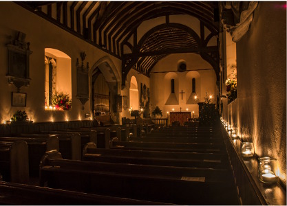 Mathon Church under a star filled sky 2